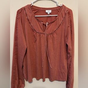 True Craft Peasant Boho‎ Shirt Rust Color Womens Size large